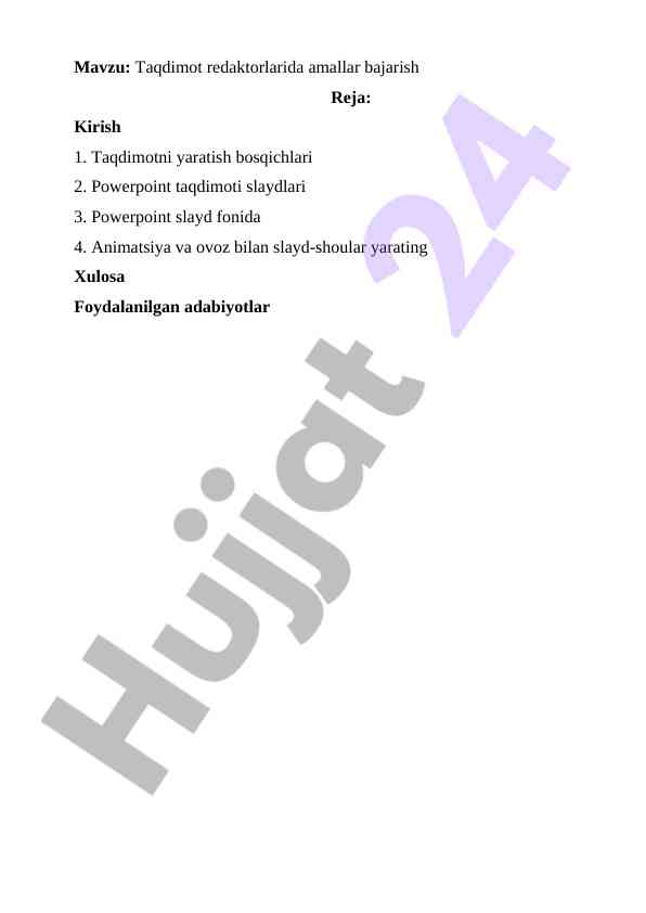 Powerpoint taqdimotini yaratish bo'yicha qo'llanma