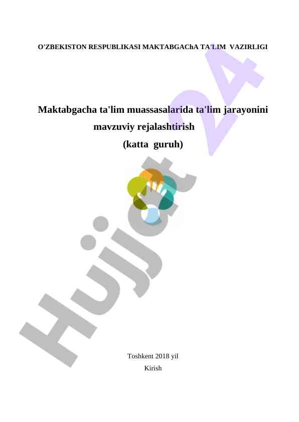 Maktabgacha ta'limda mavzuli rejalashtirish usullari