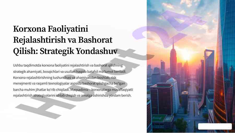 Korxona faoliyatini rejalashtirish va bashorat qilish