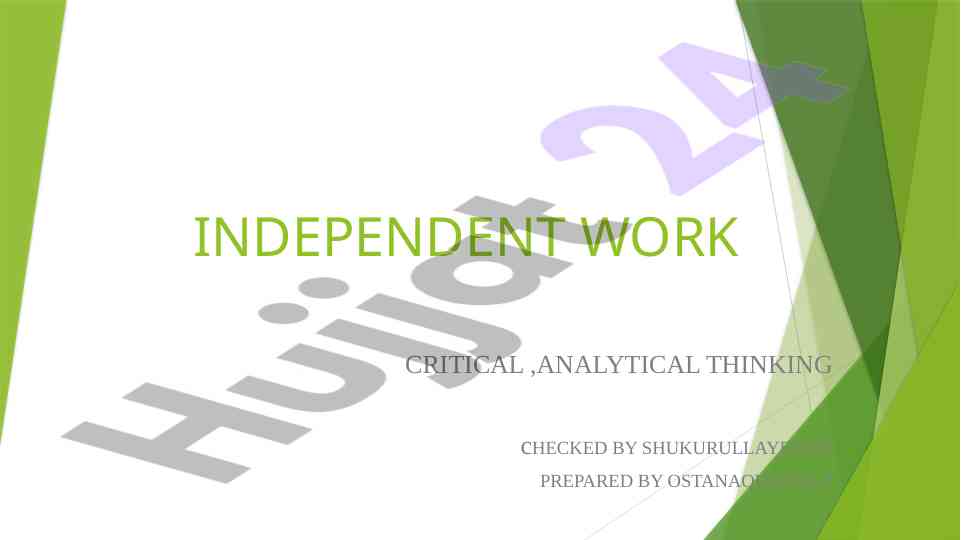 Defination of analytical thinking for independent work