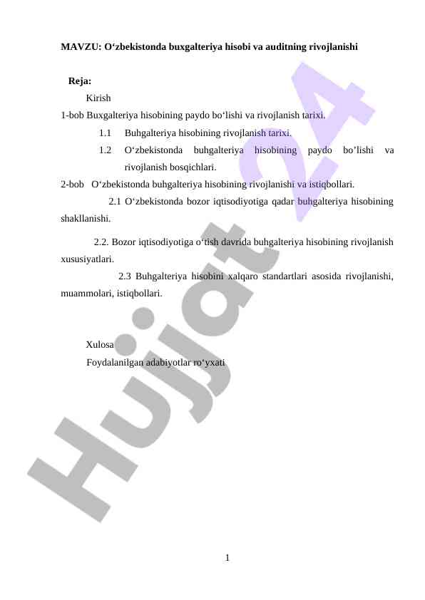 O‘zbekistonda buxgalteriya hisobi va audit rivojlanishi