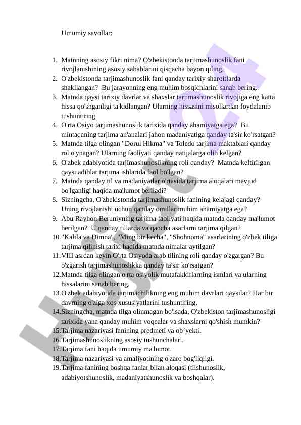 O'zbekistonda tarjimashunoslik fani rivojlanishi