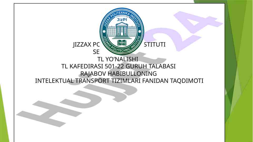 Transportda elektron to'lov tizimlari taqdimoti