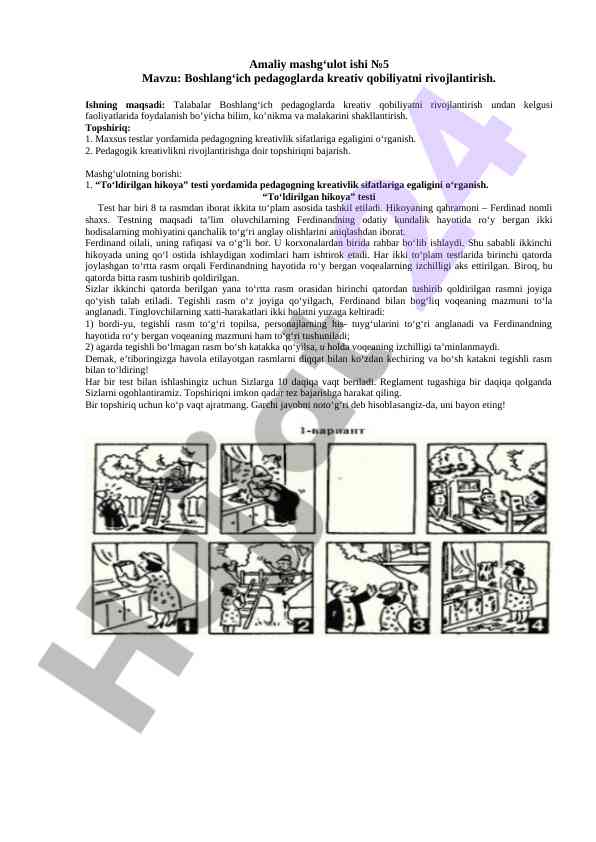 Kreativ qobiliyatni rivojlantirish amaliy mashg‘ulot