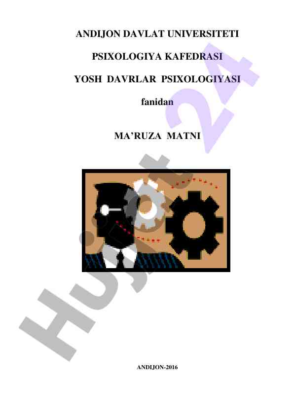 Yosh davrlar psixologiyasi ma'ruza matni