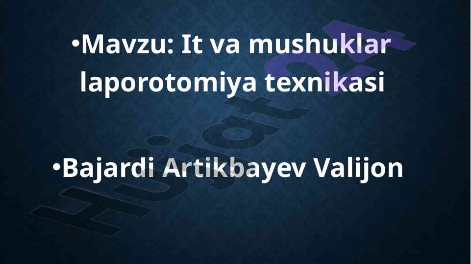 Diagnostik laparotomiya texnikasi mavzusi