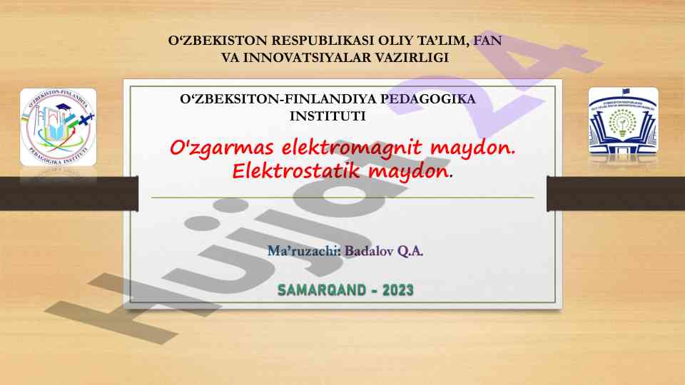 Elektrostatik maydon va energiya tahlili