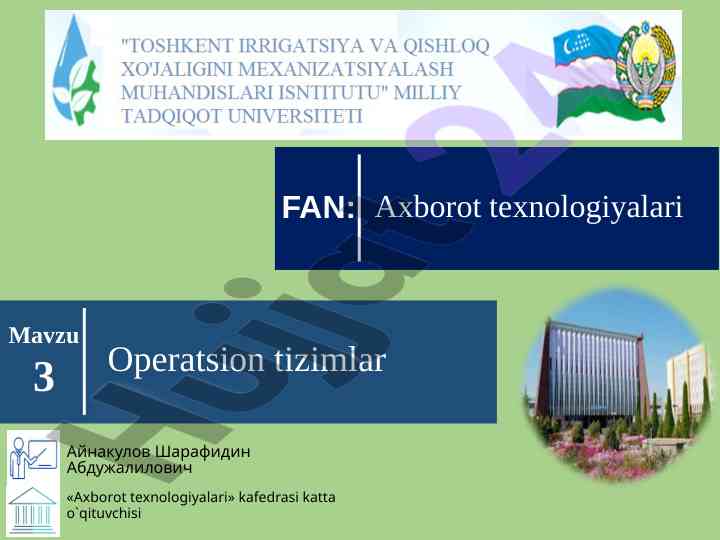 Operatsion tizimlar haqida ma'lumotlar