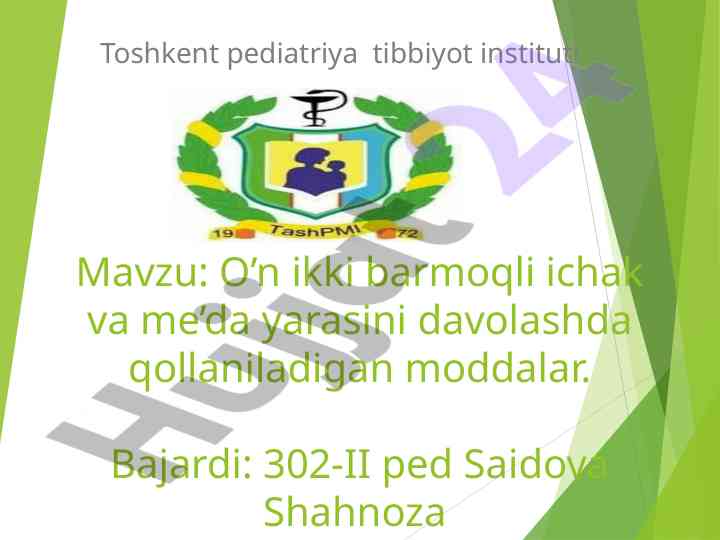 O’n ikki barmoqli ichak va me’da yarasi davolash