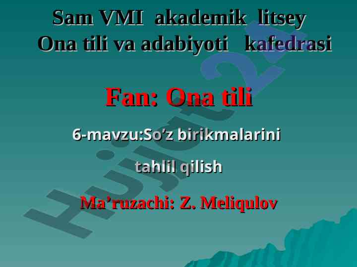 So'z birikmalarini tahlil qilish ma'ruzasi