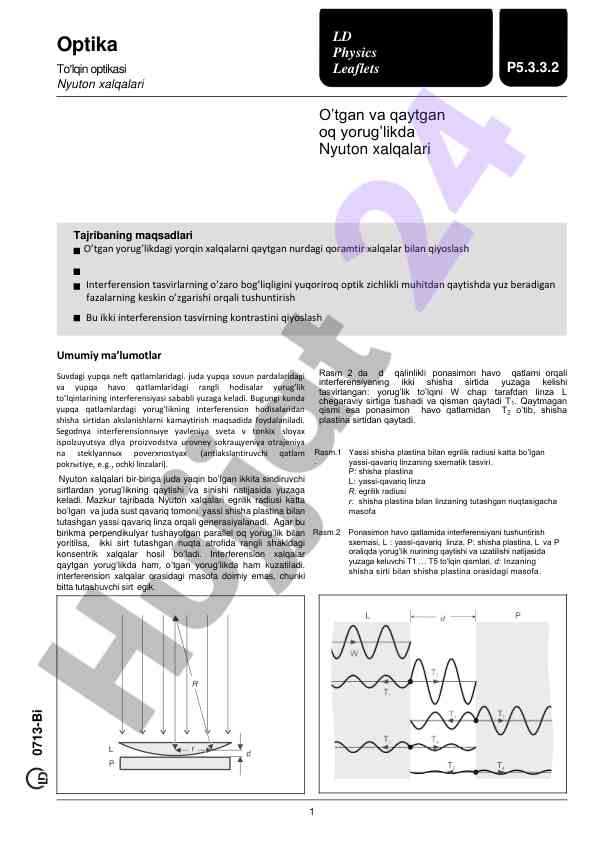 Nyuton xalqalari va yorug'lik interferensiyasi