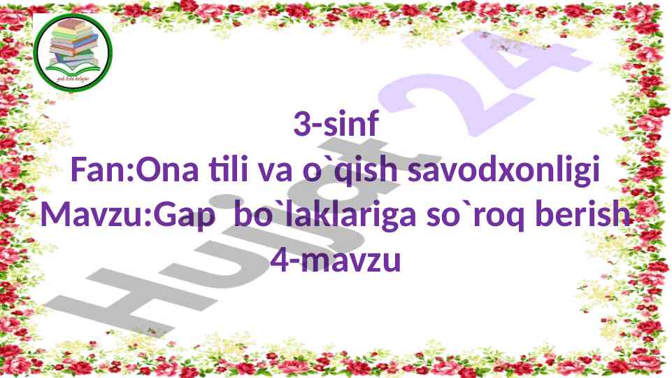 Gap bo`laklariga so`roq berish dars plani