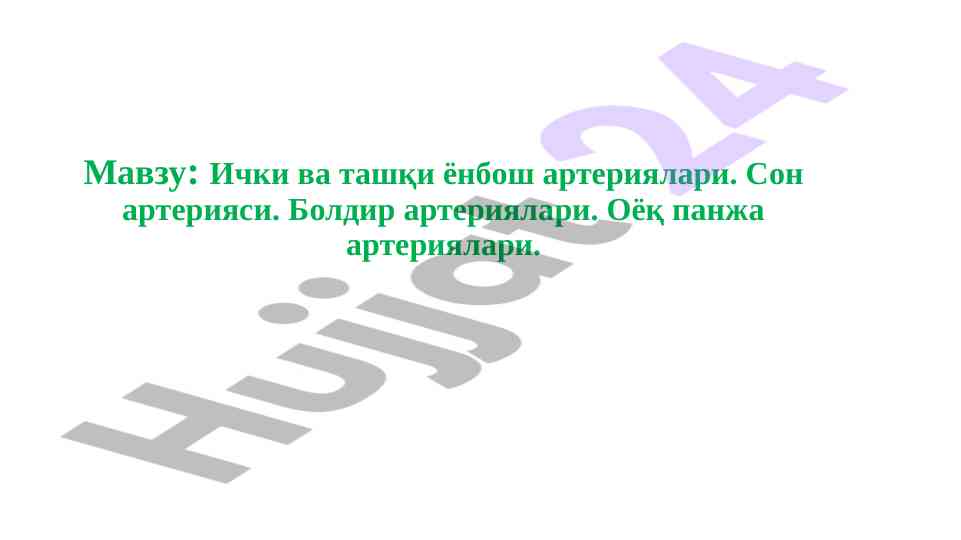 Ички ва ташқи ёнбош артериялари хусусиятлари