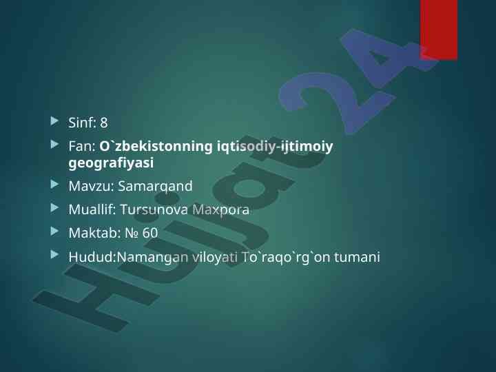 Iqtisodiy-ijtimoiy geografiya: samarqand viloyati