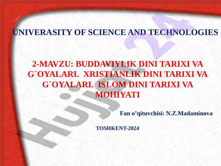 Buddaviylik, xristianlik va islom dinlari tarixi