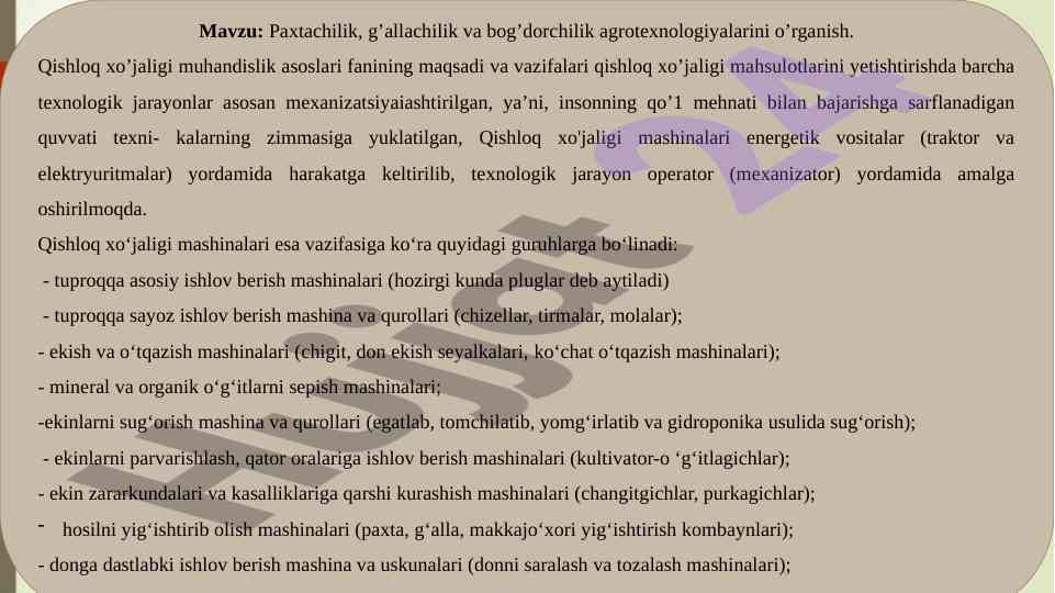 Paxtachilik va agrotexnologiyalar o’rganish
