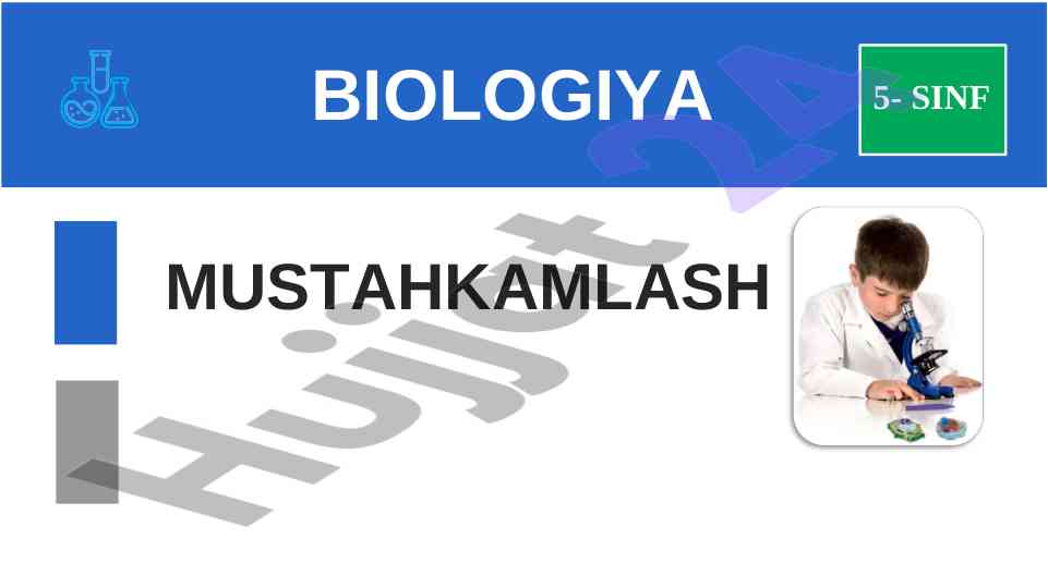 Mustahkamlash biologiya 5-sinf biologiyaning asosiy bo‘limlari