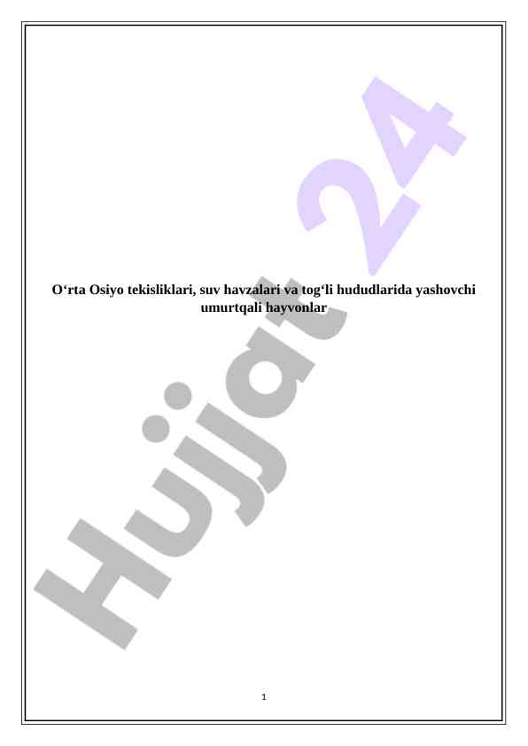 Oʻrta osiyo umurtqali hayvonlarining ekologik tahlili