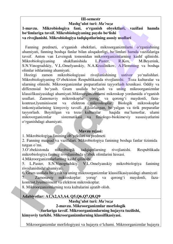 Mikrobiologiya fani o‘rganish obyektlari va usullari