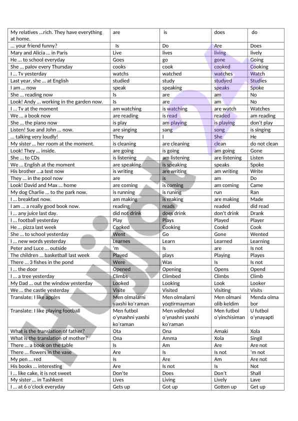 English grammar exercises for practice
