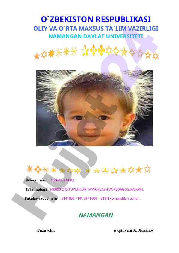 Testlar to‘plami pedagogika fakul’teti
