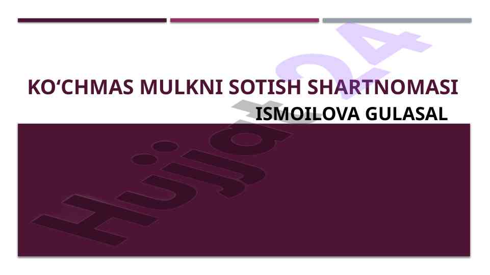 Ko'chmas mulkni sotish shartnomasi tahlili