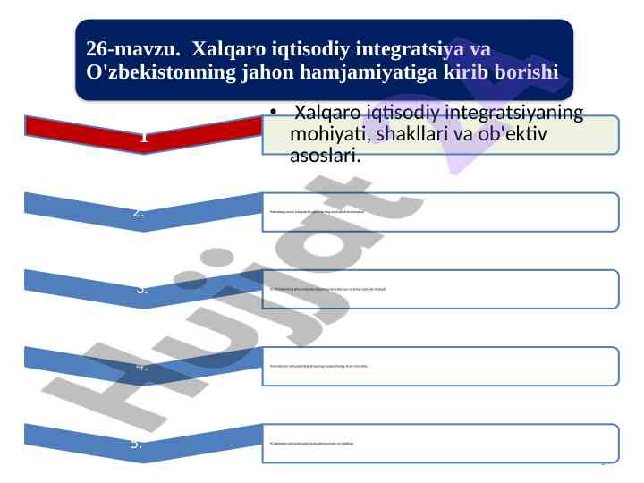 Xalqaro iqtisodiy integratsiya vazifalari o'zbekistonda