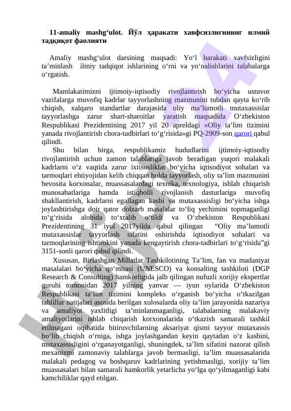 Yo‘l harakati xavfsizligi ilmiy tadqiqot faoliyati