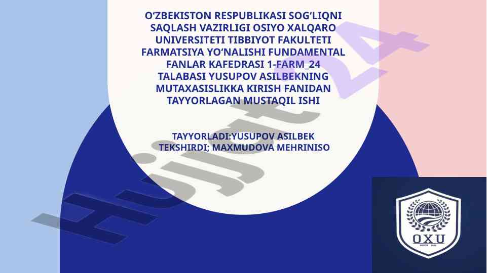Farmatsevtik faoliyat turlari taqdimoti