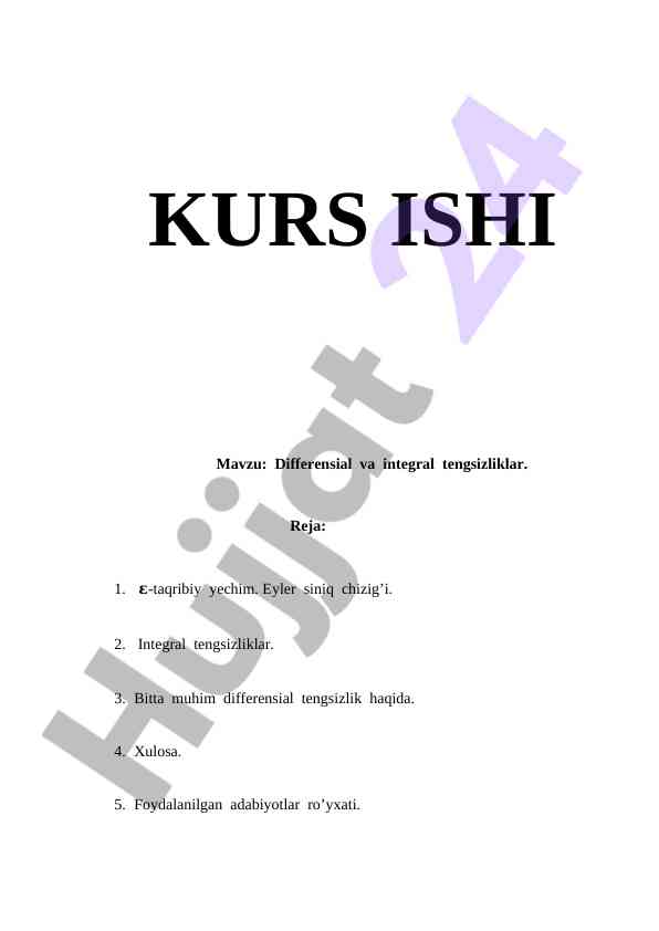 Differensial va integral tengsizliklar tahlili