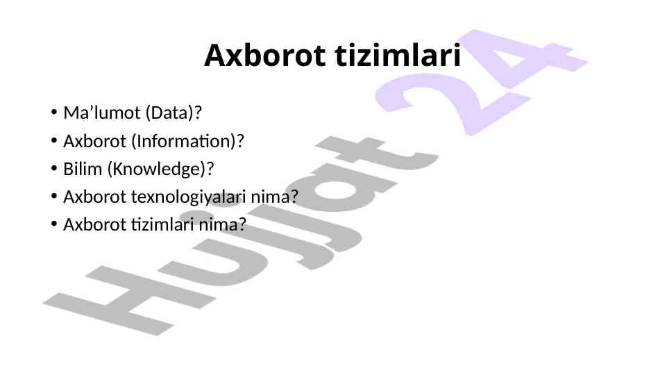 Axborot tizimlari va zamonaviy biznes