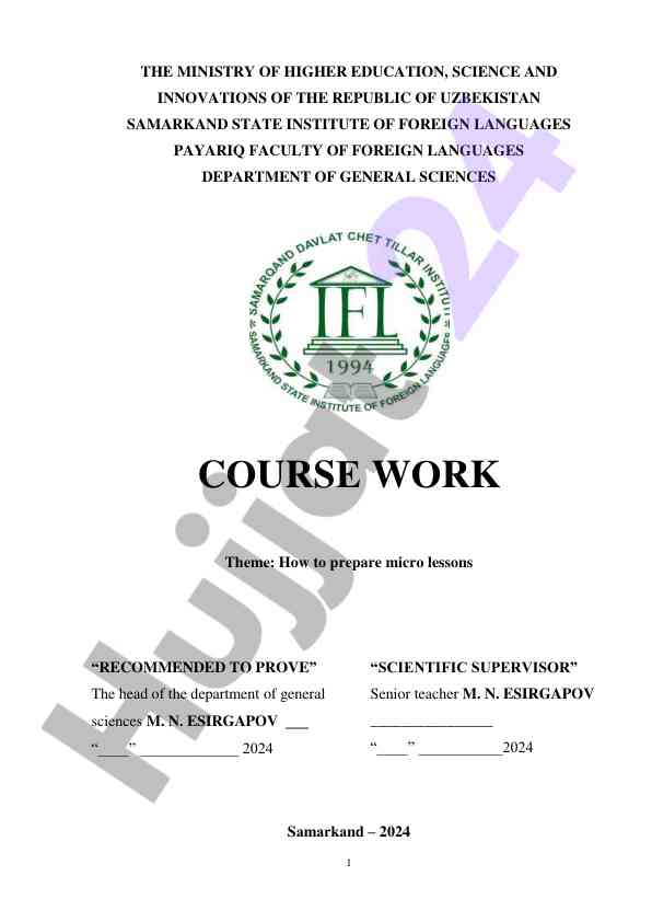 Micro lessons preparation in modern education