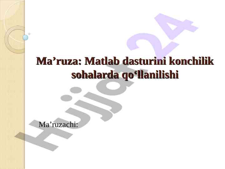 Matlab dasturidan konchilik sohalarida foydalanish