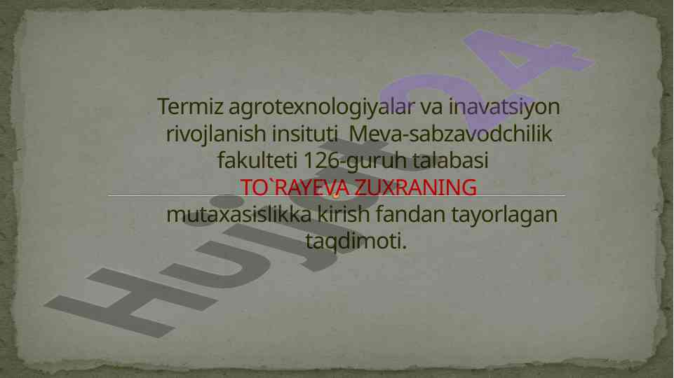 Texnik ekinlar mahsulotlarini dastlabki qayta ishlash