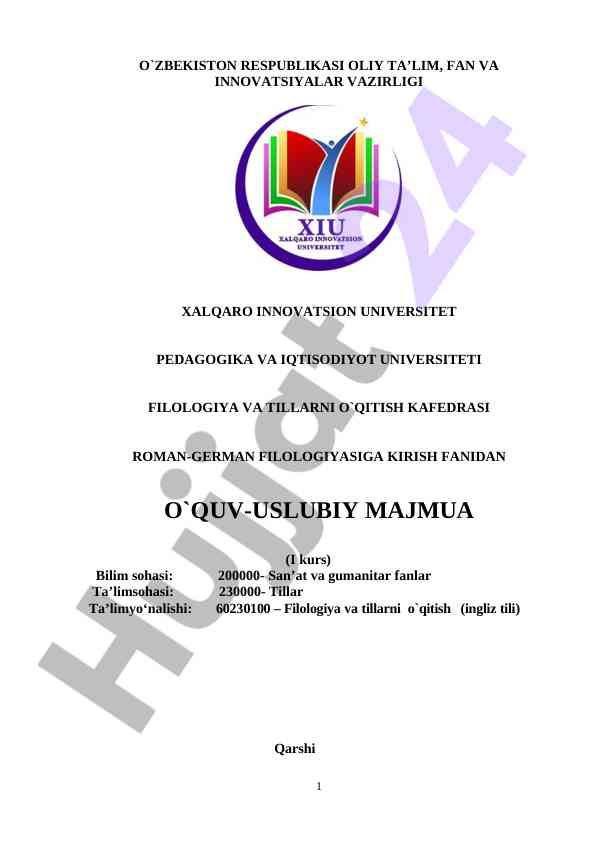 Pedagogika va iqtisodiyot fanidan o‘quv uslubiy majmua