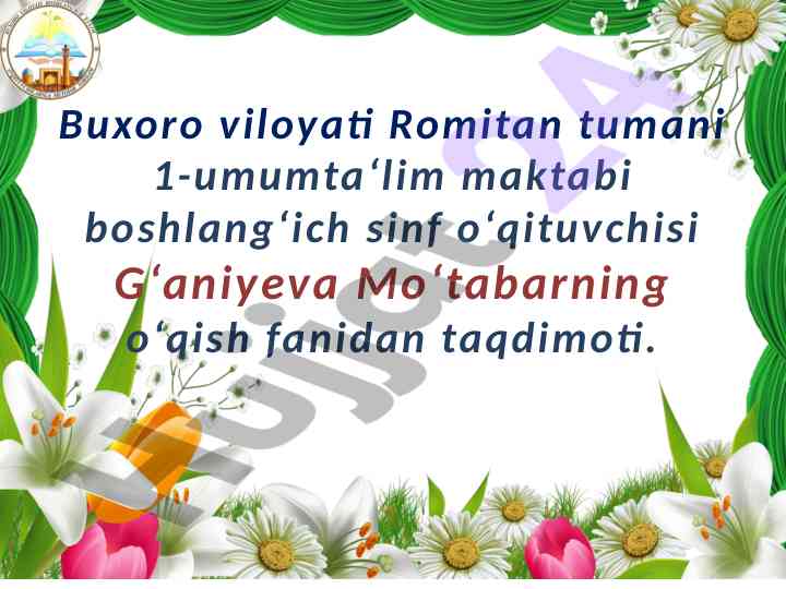 May dasturxoni ta‘qdimoti o‘qituvchi uchun