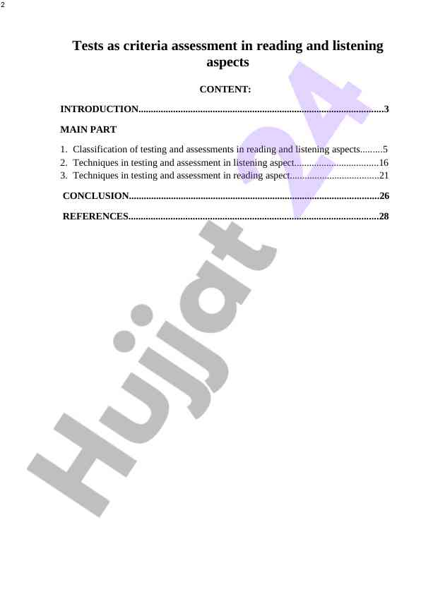 Reading And Listening Assessment Criteria