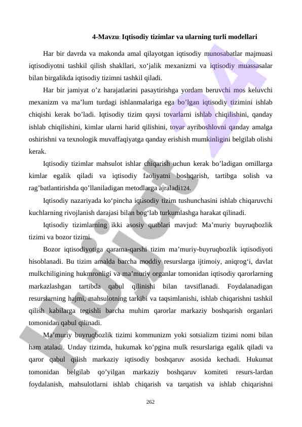Iqtisodiy tizimlar va ularning modellari