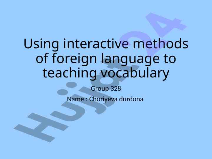 Interactive methods in foreign language vocabulary teaching