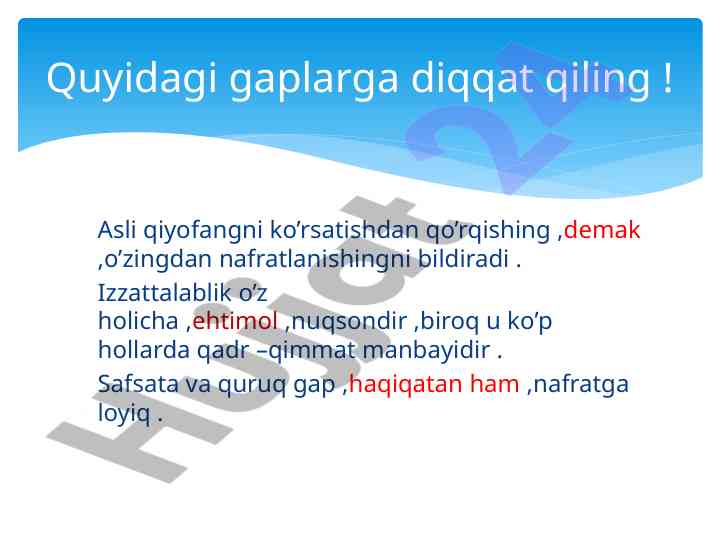 Kiritma gaplar va nutqda foydalanish