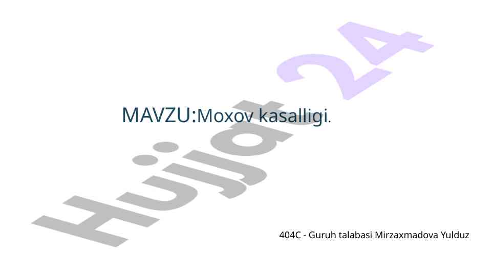 Moxov kasalligi bo'yicha tahlil