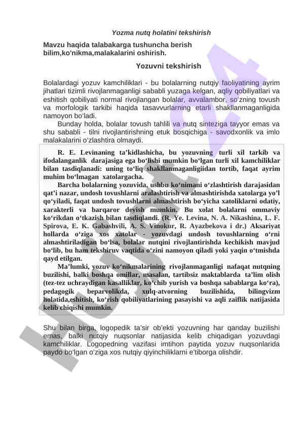 Yozma nutq holatini tekshirish