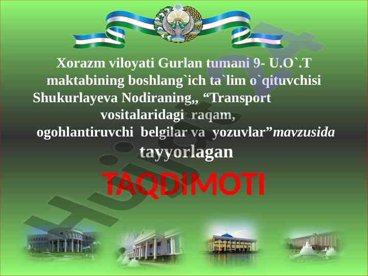 Transport vositalaridagi raqam va belgilar