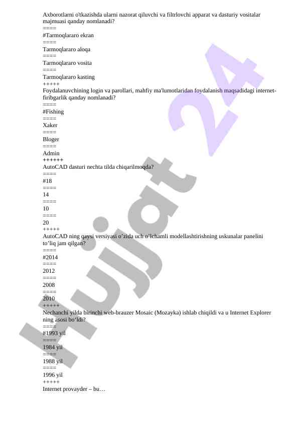 Savollar va javoblar bo'yicha internet testi