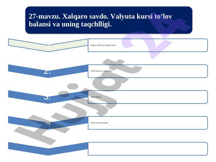 Xalqaro savdo va valyuta kурсi tо’lov balansi
