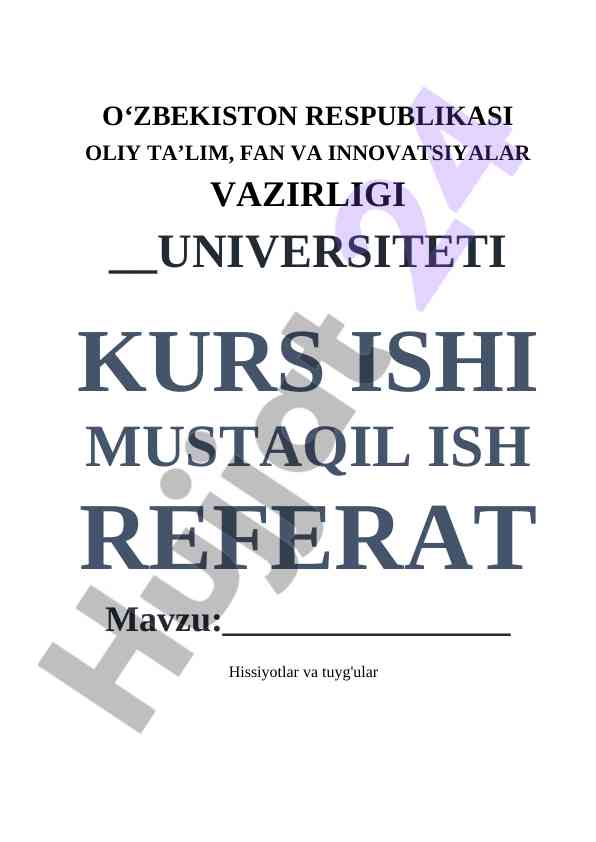 Hissiyotlar Va Tuyg'ular