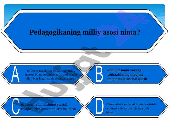 Pedagogikaning milliy asosi va ta'lim masalalari
