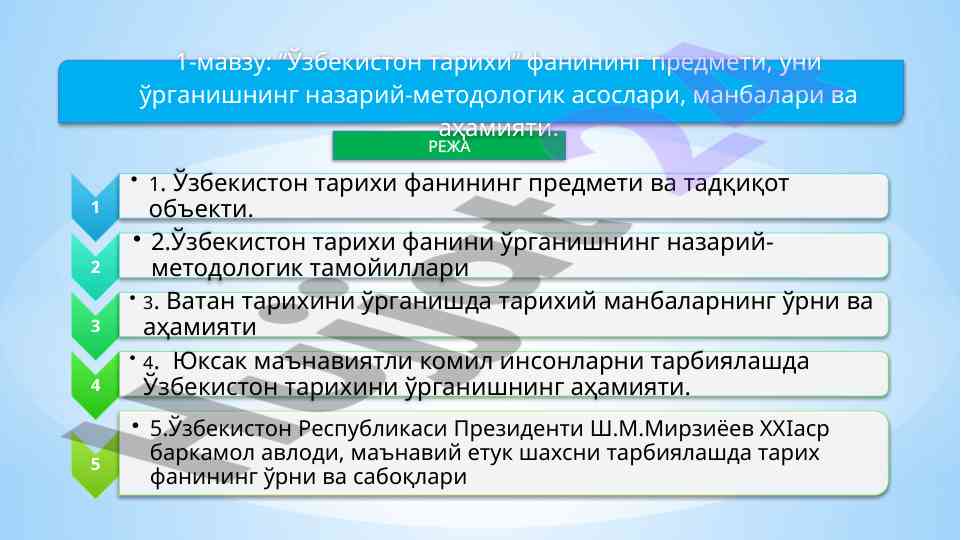 Ўзбекистон тарихи фанининг основлари ва аҳамияти