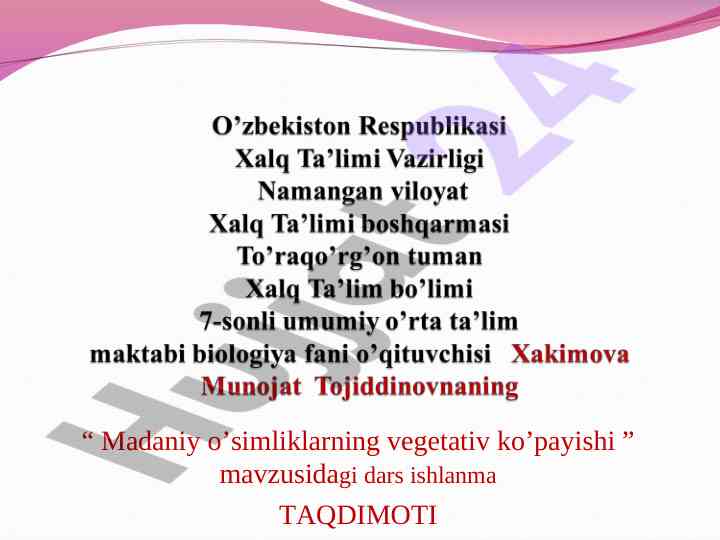 Madaniy o’simliklarning vegetativ ko’payishi