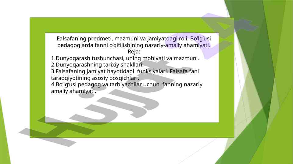 Falsafa fani va uning jamiyatdagi ahamiyati